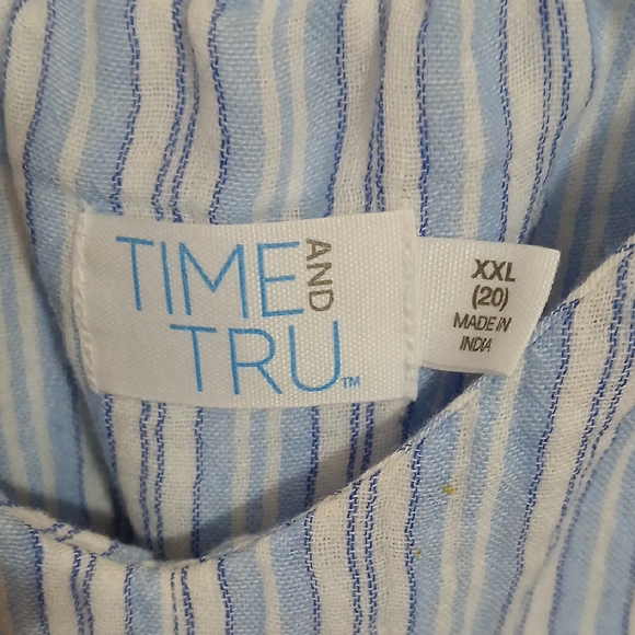 Time and Tru Blue and White Smocked Maxi Dress - Picture 2 of 2